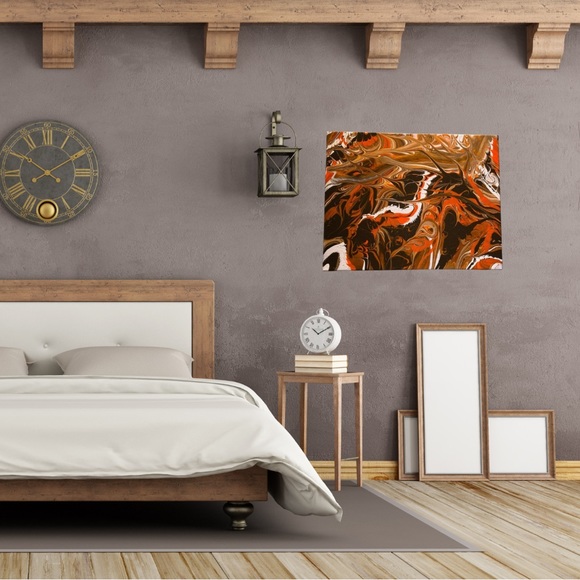 ❌SOLD Hand painted 11x14 abstract acrylic fluid pour art canvas painting brown - Picture 3 of 14